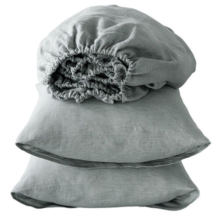 Four Piece White Linen California King Sheet Set HomeRoots