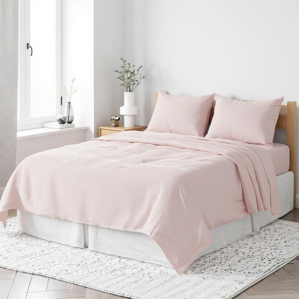 Light Pink Linen King Flat Sheet