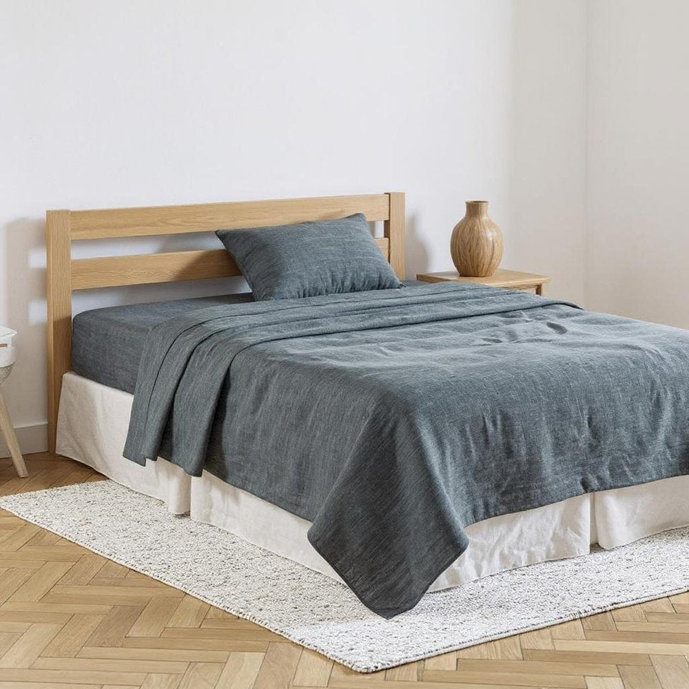 Slate Gray Linen Twin Flat Sheet
