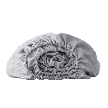 Light Gray Linen Twin Fitted Sheet HomeRoots