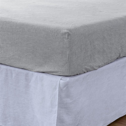 Light Gray Linen Twin Fitted Sheet HomeRoots