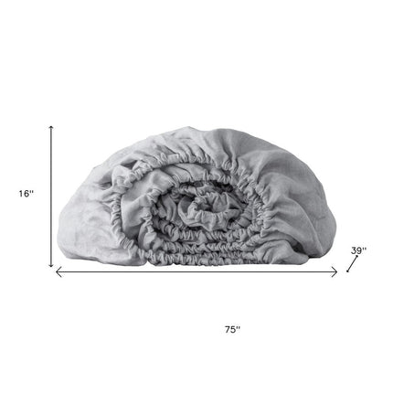 Light Gray Linen Twin Fitted Sheet HomeRoots