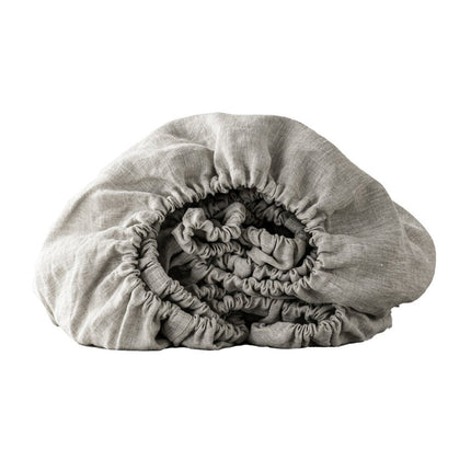 Light Gray Linen Twin Fitted Sheet HomeRoots