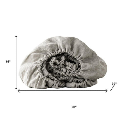 Light Gray Linen Twin Fitted Sheet HomeRoots