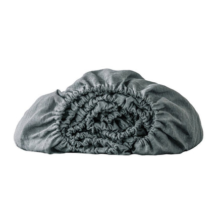 Light Gray Linen Twin Fitted Sheet HomeRoots
