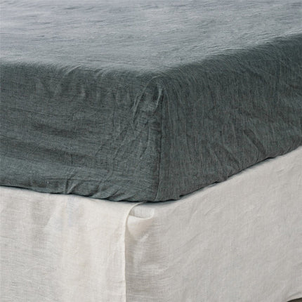 Light Gray Linen Twin Fitted Sheet HomeRoots
