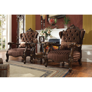 ACME 52082 Versailles Chair with 1 Pillow, Brown Velvet & Cherry Oak ACME Furniture