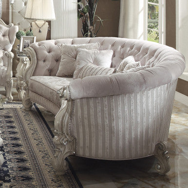 ACME 52085 Versailles Sofa with 5 Pillows, Ivory Velvet & Bone White ACME Furniture