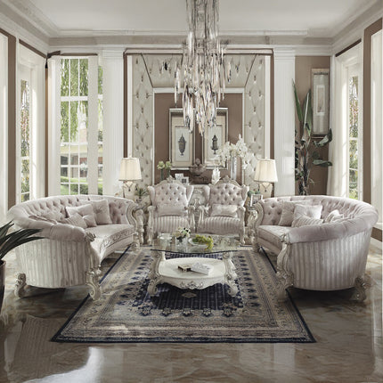 ACME 52085 Versailles Sofa with 5 Pillows, Ivory Velvet & Bone White  3