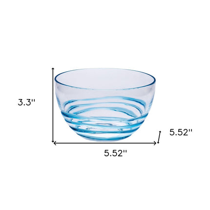 Clear and Blue Four Piece Swirl Acrylic Service For Four Bowl Set HomeRoots