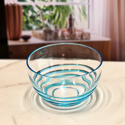 Clear and Blue Four Piece Swirl Acrylic Service For Four Bowl Set HomeRoots