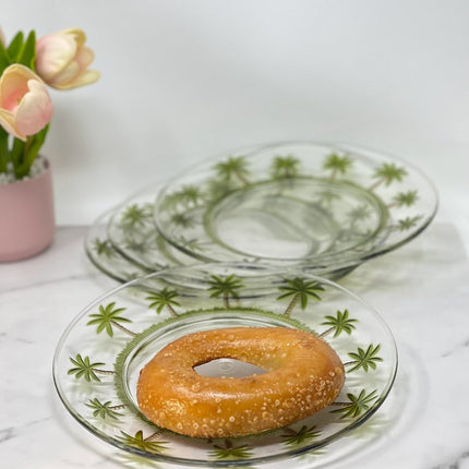 Clear and Green Four Piece Palm Tree Acrylic Service For Four Dinner Plate Set HomeRoots