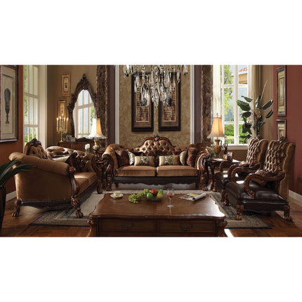 ACME 52095 Dresden Sofa with 7 Pillows, Golden Brown Velvet & Cherry Oak