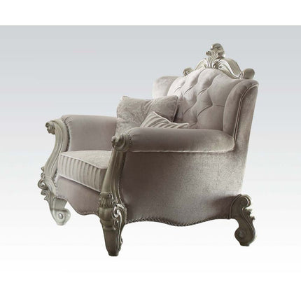 ACME 52107 Versailles Chair with 2 Pillows, Ivory Velvet & Bone White