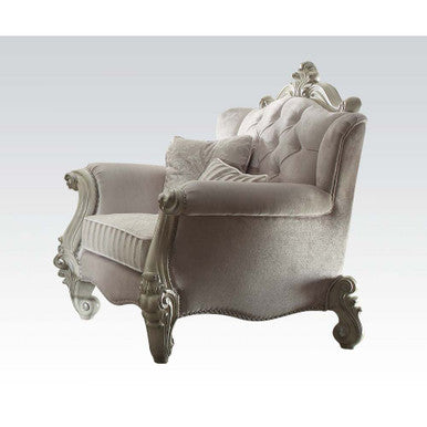 ACME 52107 Versailles Chair with 2 Pillows, Ivory Velvet & Bone White ACME Furniture