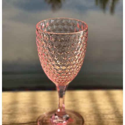 Set of Four Blue Diamond Acrylic Stemmed All Purpose Wine Glass HomeRoots