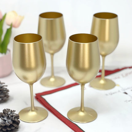 Set of Four Gold Acrylic Stemmed All Purpose Wine Glasses HomeRoots