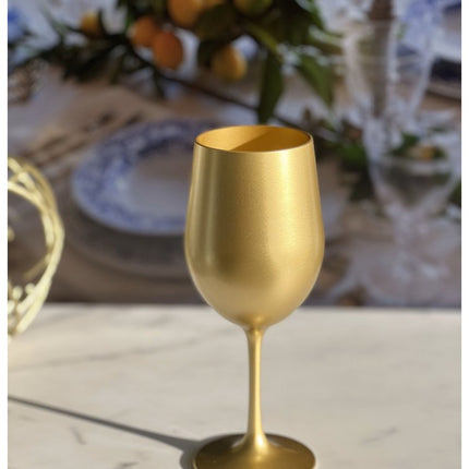 Set of Four Gold Acrylic Stemmed All Purpose Wine Glasses HomeRoots