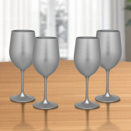 Set of Four Silver Acrylic Stemmed All Purpose Wine Glass HomeRoots