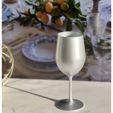 Set of Four Silver Acrylic Stemmed All Purpose Wine Glass HomeRoots