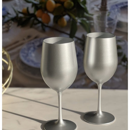 Set of Four Silver Acrylic Stemmed All Purpose Wine Glass HomeRoots