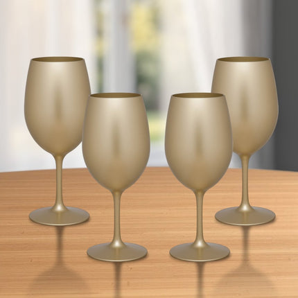 Set of Four Gold Acrylic Stemmed All Purpose Wine Glass HomeRoots