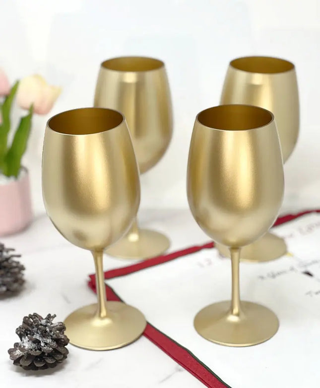 Set of Four Gold Acrylic Stemmed All Purpose Wine Glass HomeRoots