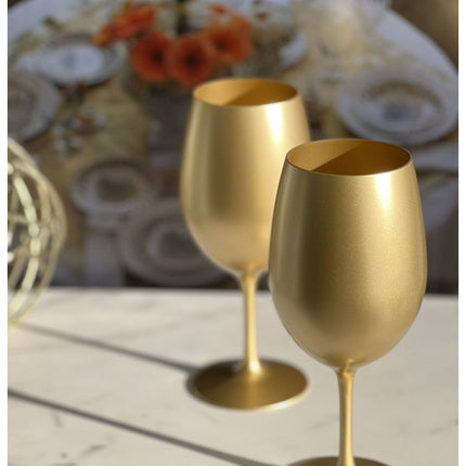 Set of Four Gold Acrylic Stemmed All Purpose Wine Glass HomeRoots
