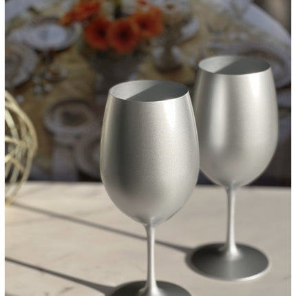 Set of Four Silver Acrylic Stemmed All Purpose Wine Glass HomeRoots