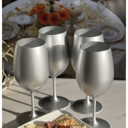 Set of Four Silver Acrylic Stemmed All Purpose Wine Glass HomeRoots