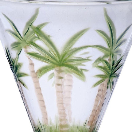 Set of Four Clear and Green Palm Tree Acrylic Stemmed All Purpose Wine Glasses HomeRoots