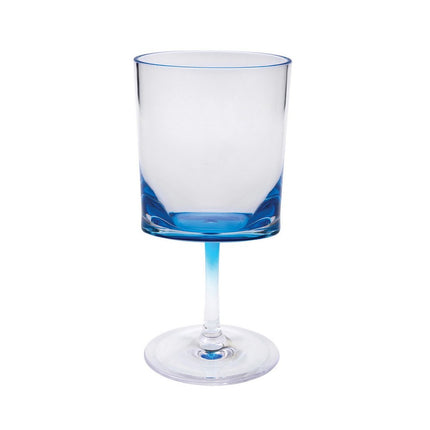 Set of Four Clear and Blue Acrylic Stemmed All Purpose Wine Glass HomeRoots