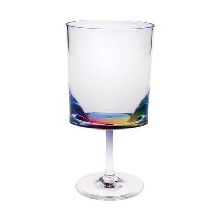 Set of Four Clear and Blue Acrylic Stemmed All Purpose Wine Glass HomeRoots