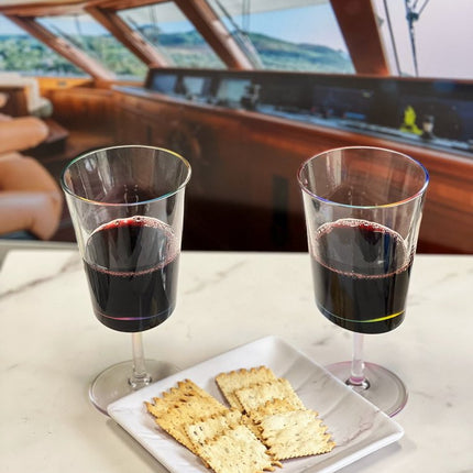 Set of Four Clear and Blue Acrylic Stemmed All Purpose Wine Glass