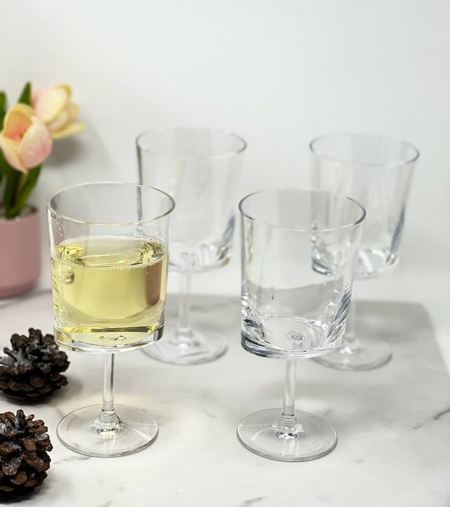 Set of Four Clear Acrylic Stemmed All Purpose Wine Glass HomeRoots