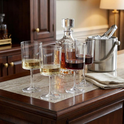 Set of Four Clear Tritan Plastic Stemmed All Purpose Wine Glass HomeRoots