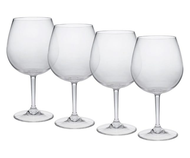 Set of Four Clear Tritan Plastic Stemmed All Purpose Wine Glass HomeRoots