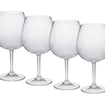 Set of Four Clear Tritan Plastic Stemmed All Purpose Wine Glass HomeRoots