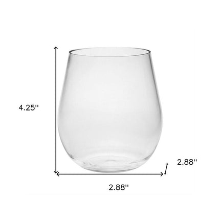 Set of Four Clear Tritan Plastic Balloon or Round Bowl Stemless All Purpose Wine Glass HomeRoots