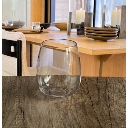 Set of Four Clear Tritan Plastic Balloon or Round Bowl Stemless All Purpose Wine Glass