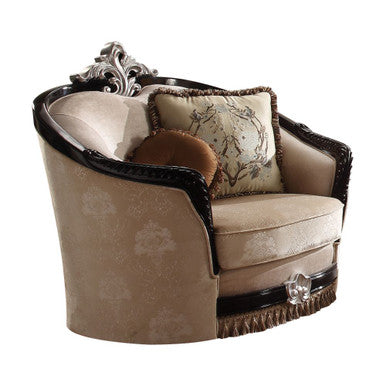 ACME 52112 Ernestine Chair with 2 Pillow, Tan Fabric & Black ACME Furniture