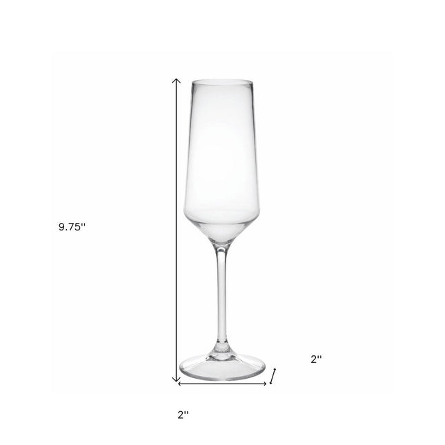 Set of Four Clear Tritan Plastic Stemmed Flute HomeRoots