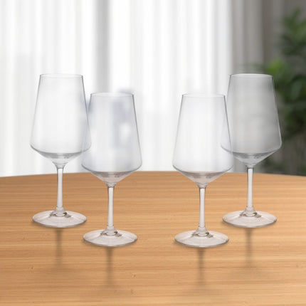 Set of Four Clear Tritan Plastic Stemmed All Purpose Wine Glass HomeRoots