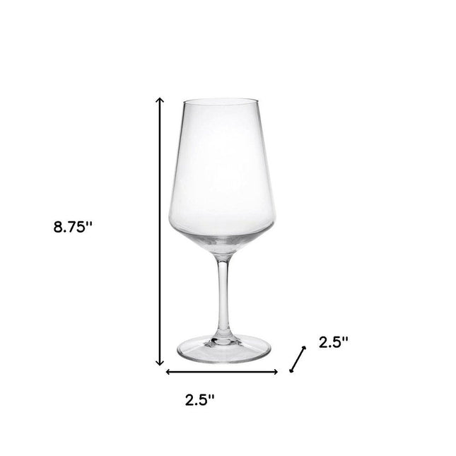 Set of Four Clear Tritan Plastic Stemmed All Purpose Wine Glass HomeRoots