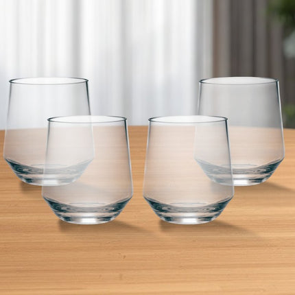 Set of Four Clear Tritan Plastic Stemmed All Purpose Wine Glass HomeRoots