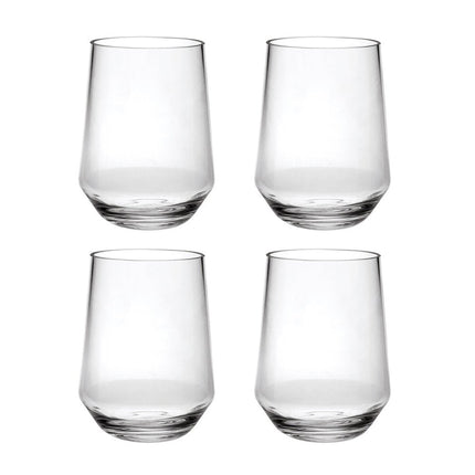 Set of Four Clear Tritan Plastic Stemless All Purpose Tumbler Wine Glasses HomeRoots
