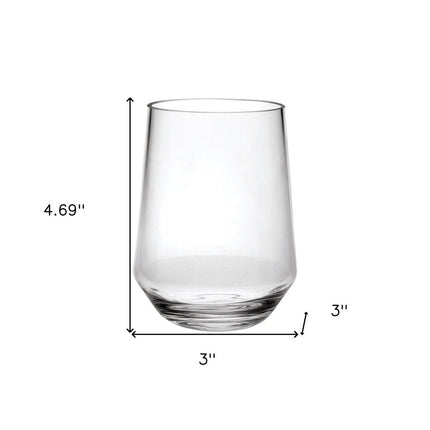 Set of Four Clear Tritan Plastic Stemless All Purpose Tumbler Wine Glasses HomeRoots