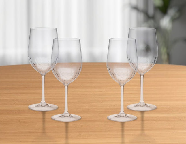 Set of Four Clear Tritan Plastic Stemmed All Purpose Wine Glass