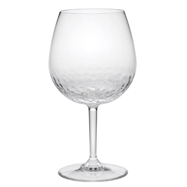 Set of Four Clear Dimpled Tritan Plastic Balloon or Round Bowl Stemmed All Purpose Wine Glasses HomeRoots