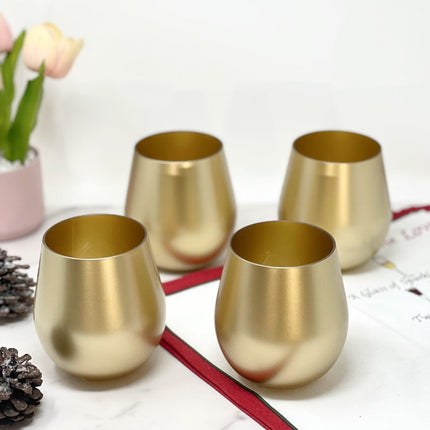 Set of Four Gold Acrylic Stemless All Purpose Wine Glass HomeRoots